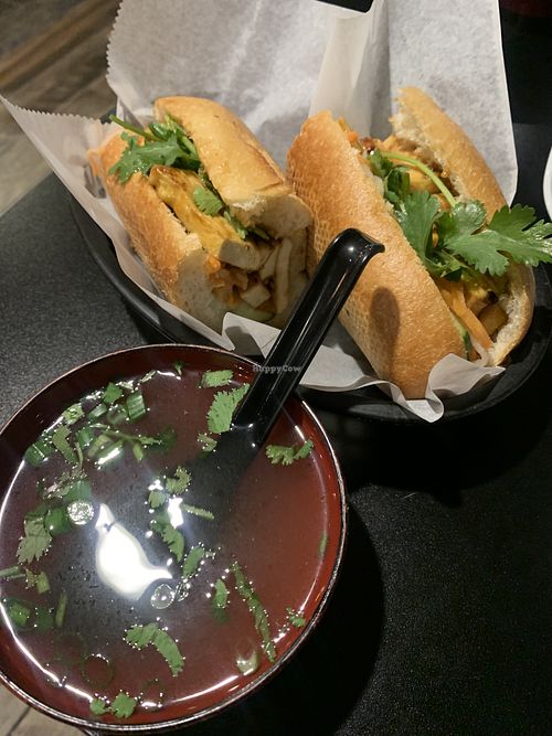 Banh mi with caramelized tofu - came with the yummy broth/soup.   at Pho Fresh in Rancho Cordova