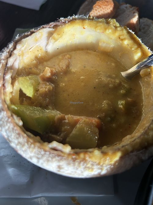 Close up of curry in the coconut   at Pho Fresh in Rancho Cordova