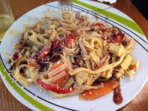 rice noodles w/ vegetables at Garraxi Restaurante Vegetariano in San Sebastian
