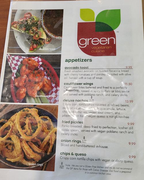 Menu 3/2023 at Green Vegetarian Cuisine - Quarry Market in San Antonio