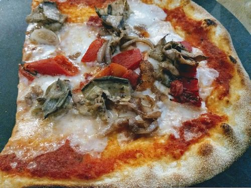 'Top Your Own Vegan Prima Pizza's - grilled aubergines, caramelised onions, roasted peppers, vegan cheese at ASK Italian in Glasgow