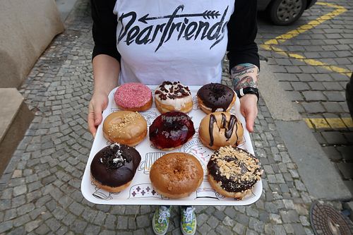 donuts at Blue Vegan Pig Shop in Prague