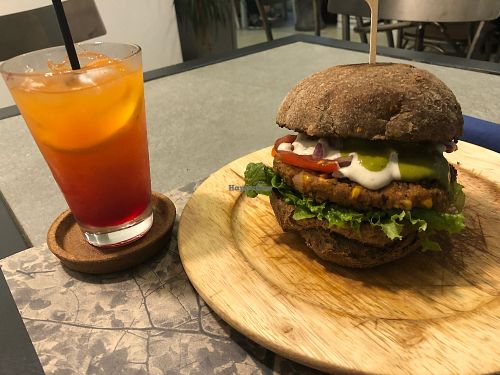 Mexican burger and tequila twist  at Elephant in the Room in Thessaloniki