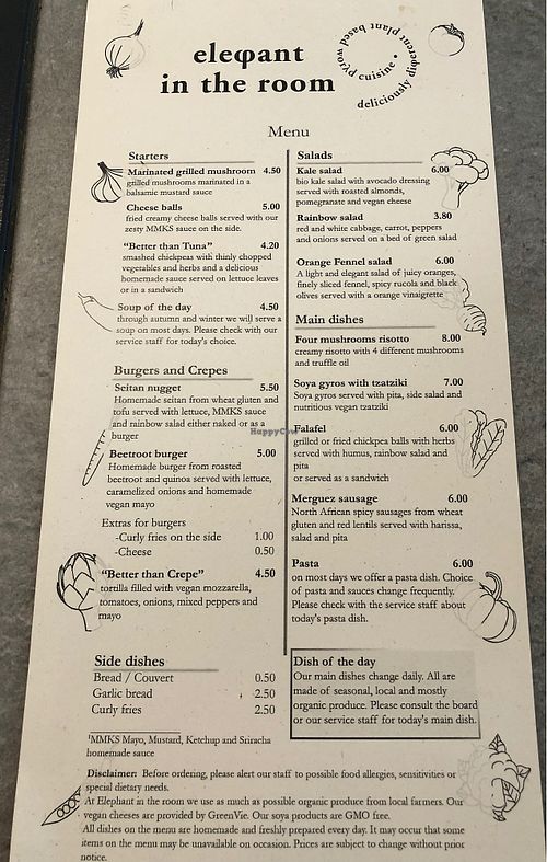 Day time menu in English  at Elephant in the Room in Thessaloniki