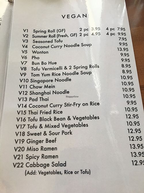 Vegan Menu at Seasoned Fusion Tastes in Saskatoon