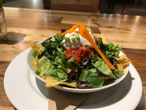 Haystack. Bright, colorful nacho dish. at Pulse Cafe in Hadley