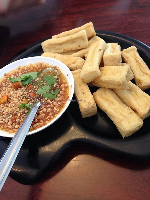 Fried Organic tofu at Talalask in Bangkok