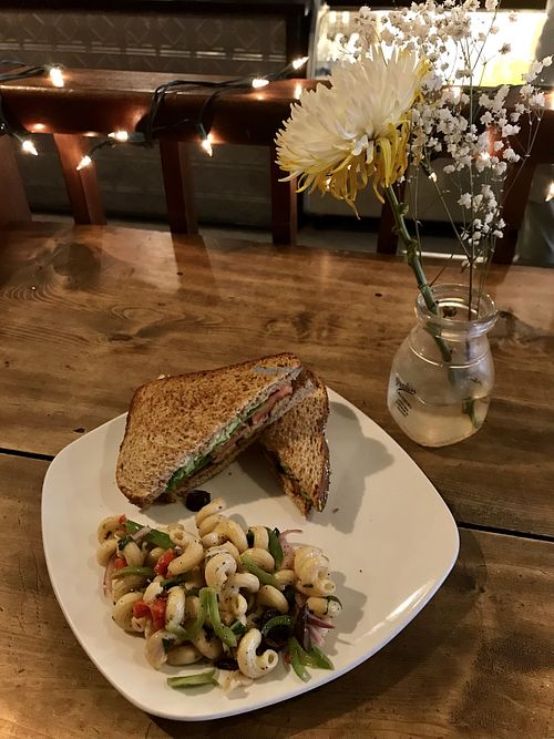 tempeh, lettuce and tomato on wheat  at The Wild Bean in Lewisburg