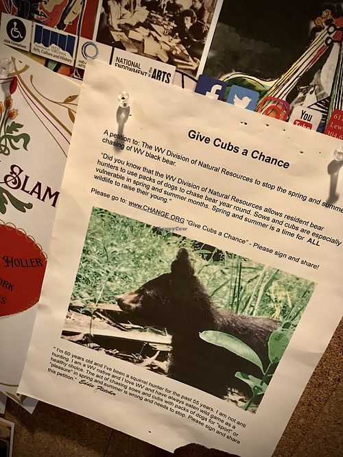 great bulletin board in back   at The Wild Bean in Lewisburg