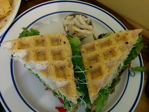 the OG waffle sandwich at New Moon Foods in Pahoa
