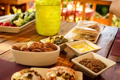 zaatar, almonds, olives, olive oil at Coara  in Kfar Katra