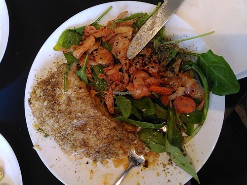 Penne in the oven with vegan bechamel and red kimchi (the more spicy) on the side with salad at Vegan Yes in East London