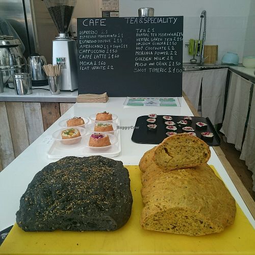 charcoal bread at Vegan Yes in East London