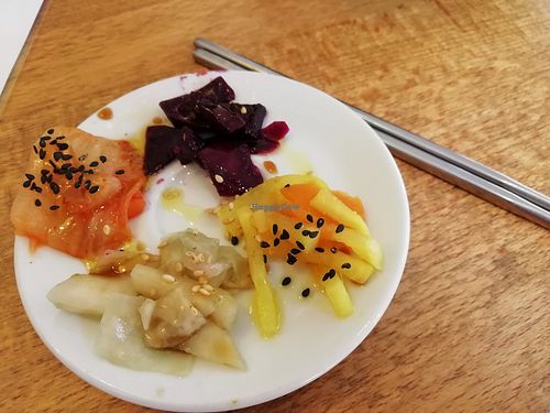 Kimchi samples at Vegan Yes in East London