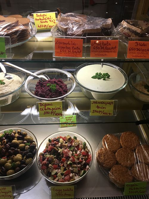 Salad and dips at VegaKucko in Budapest