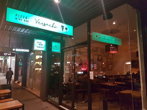 Shop front at Versachi Pizza and Wine Bar in South Yarra