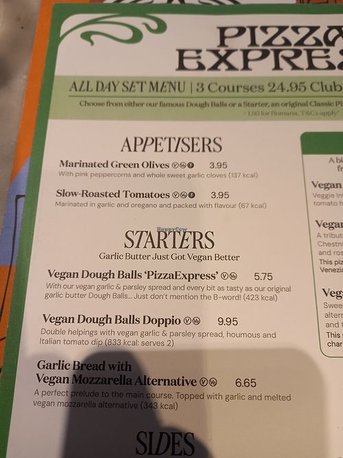 Vegan menu part 1! at Pizza Express in Gateshead