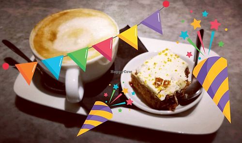 Vegan, gluten-free & nut-free carrot cake • a delicious dream come true!! ♡♡♡ at Pizza Express in Harrogate