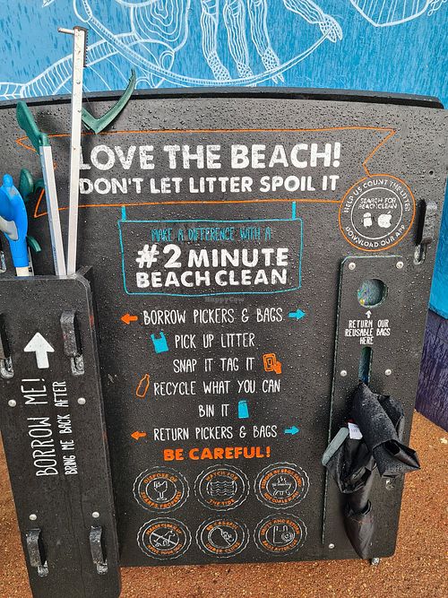 Beach litter picking kits at Cantina in Paignton