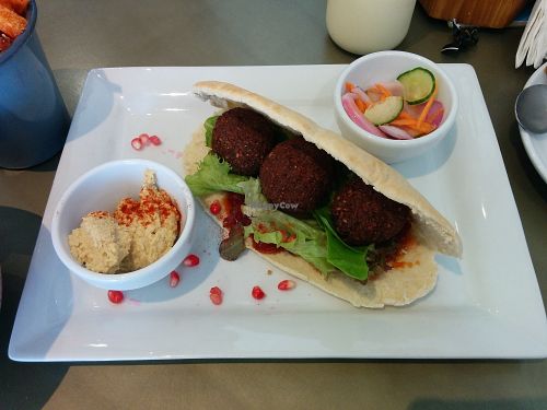 Falafel wrap and homemade hummus at HardyBaker in Bundoran