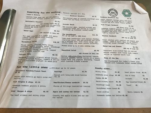 Menu November 2018 at HardyBaker in Bundoran