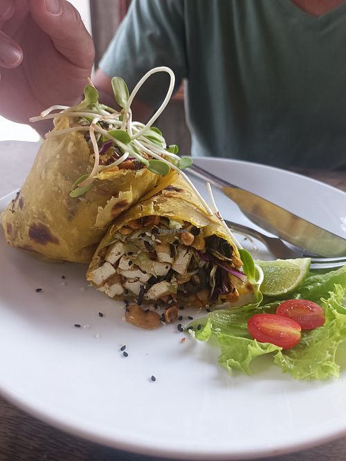 Rapp with olives, some leaves and Tofu ( the tofu was not in the menu, we asked for it and they added with extra charge) #Veganuary at Big Bite Home Style Veggie Cafe in Koh Tao