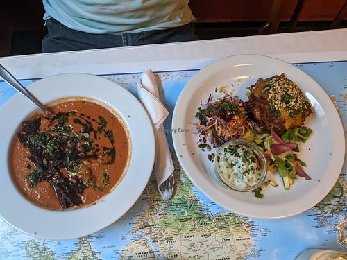 Soup of the day and lasagne at Atlas Bar in Copenhagen