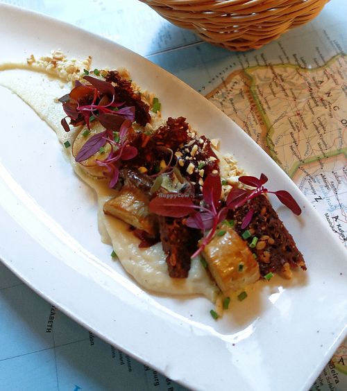 Eryngii with homemade cashew cheese at Atlas Bar in Copenhagen