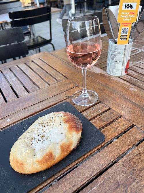 Vegan cheesey garlic express and vegan rose vine  at Pizza Express - Kings Waterfront in Liverpool