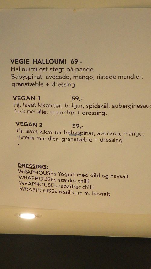 Vegan options at Wrap House in Copenhagen