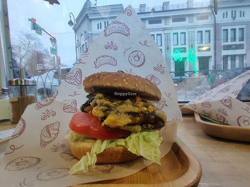Smoked tofu burger at Green Life Cafe in Kazan