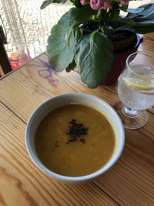 Leek soup  at Gaia Loja Restaurante in Rogil