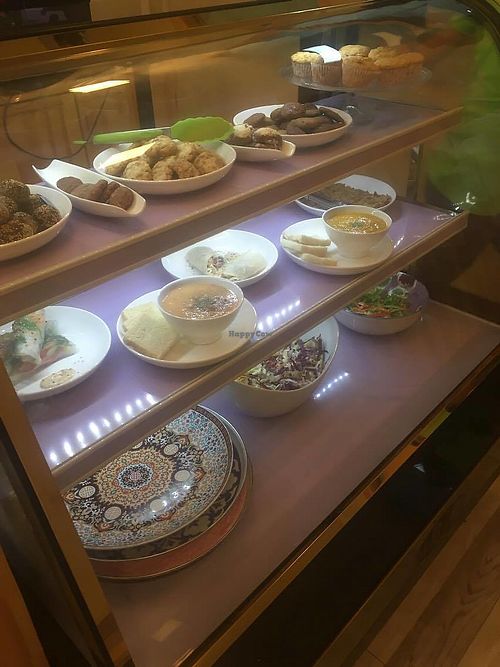 display of their food at Lotus Cafe in Ulaanbaatar