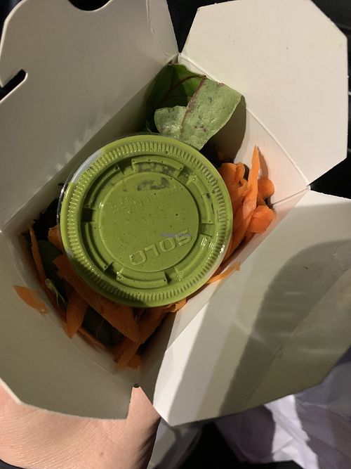 When you get the salad to go.  The dressing is so good!  at Fudenjuce in Nevada City