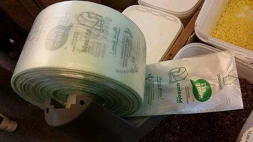 Biodegrable bags to carry loose dry groceries.  at Casa Perris in Barcelona