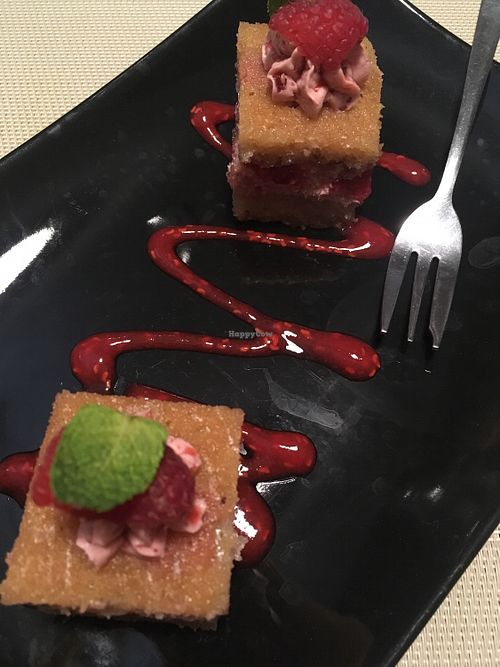 Barolo Chinato infused sponge cake with raspberry cream at Soul Kitchen in Genoa
