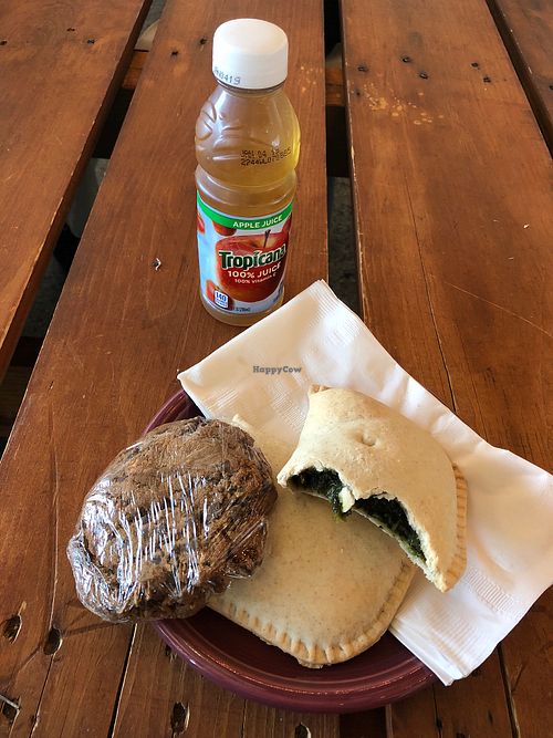 2 different vegan patties and vegan cookie at Hodgepodge Coffeehouse in Atlanta