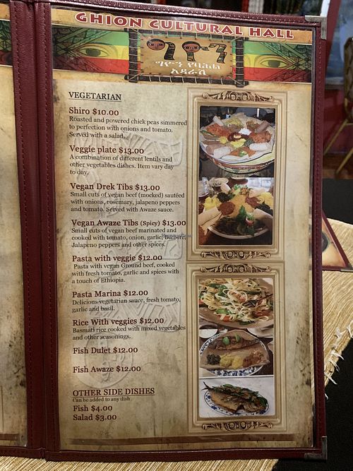 Menu 1 at Ghion Cultural Hall in Atlanta