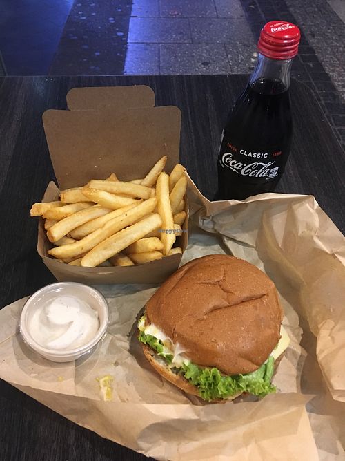 Burger and fries at Lord of the Fries - St Kevins Arcade in Auckland