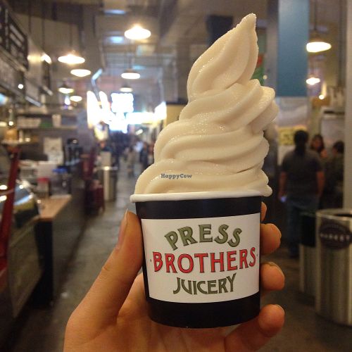 coconut soft serve  at Press Brothers Juicery - Grand Central Market in Los Angeles