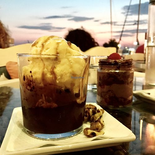 Vegan ice cream with a view  at Akation Pastry Boutique in Naxos