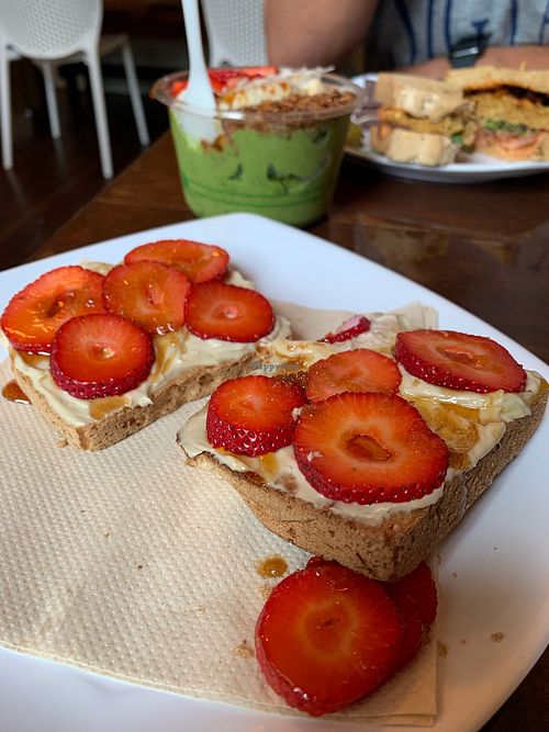 Cream cheese strawberry toast.  at Well Fed Louisiana in Shreveport