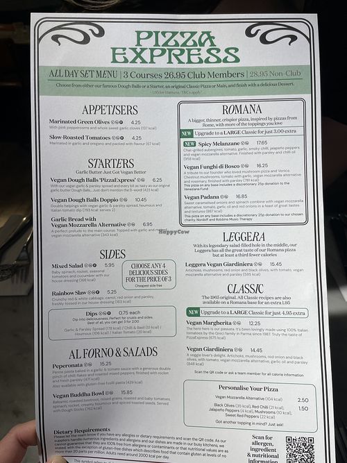 Vegan Menu  at Pizza Express - Theatre Royal in Bath