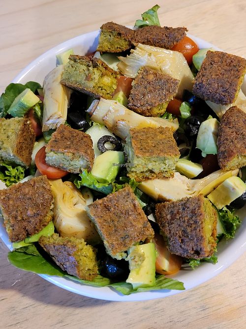 Falafel salad at Huacamole Vegan Food in San Pedro