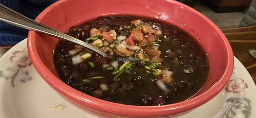 Vegan Black Bean Soup lmijus cheese - sour cream) at Corona Village in Laramie
