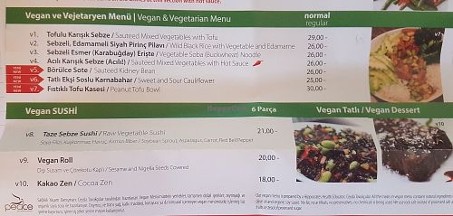 The options for Vegans and Vegetarians at Çin Büfe - Beşiktaş in Istanbul