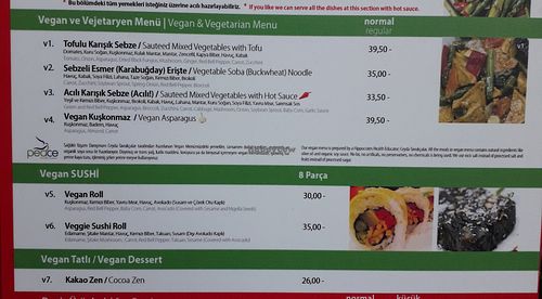 Vegan menu (February 2020) at Çin Büfe - Beşiktaş in Istanbul
