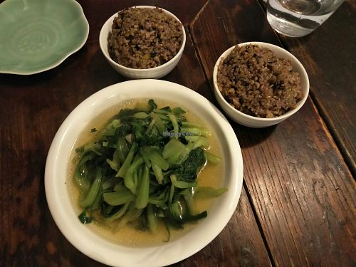 Greens & rice at Wu Guan Tang Su Shi in Shanghai