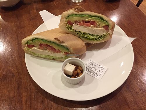 Tofu and avocado sandwich (beware that the other sandwich has cheese from cows milk) at Tofu Room Dy's in Tokyo