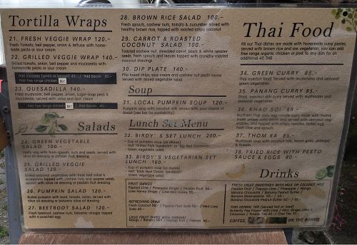 menu 2 at Bird's Nest Cafe in Chiang Mai